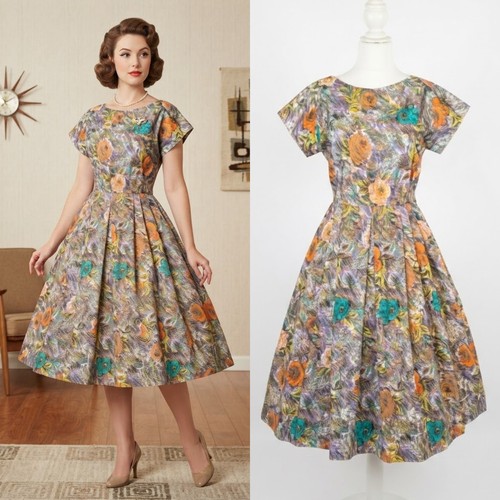 Vintage 50s painterly floral - vintage,