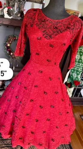 Vintage 1950er rot spitze - 1950er,